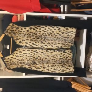Ann Taylor Leopard Zipper Cardigan